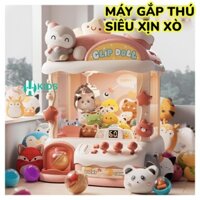 Máy gắp thú bông cỡ lớn phiên bản mới chim cánh cụt Clip Doll tặng kèm15 gấu bông 15 bóng có xu đếm giờ đèn nhạc cho bé