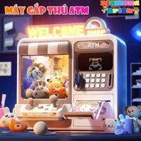 Máy Gắp Thú Mini Kiêm Két ATM  Kích Thước Lớn Quét Mặt Giọng Nói Để Mở Khóa Có Nhạc,Đèn Nháy Kèm Xu Đếm Thời Gian Cho Bé