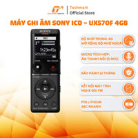 Máy ghi âm SONY ICD-UX570F 4GB, micro tích hợp: âm thanh nổi (S-Mic), sạc nhanh, bảo hành 12 tháng | TECHMART