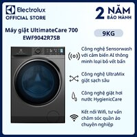 Máy giặt cửa trước Electrolux 9kg UltimateCare 700 - EWF9042R7SB - Không cặn giặt tẩy, diệt 99.9% vi khuẩn, loại bỏ đến 49 loại vết bẩn, kết nối Wifi [Hàng chính hãng]