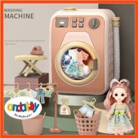 Máy giặt đồ chơi bộ đồ chơi nấu ăn cao cấp kèm búp bê quà sinh nhật cho bé gái ANDAKIDS AD849