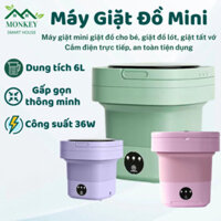 Máy giặt mini gấp gọn, máy giặt đồ lót, tất vớ, giặt đồ cho bé dung tích 6L tự vắt khô khử khuẩn