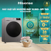 Máy giặt sấy 2IN1 Hisense Inverter 10.5kg WDQA1043BT sạch khuẩn 99.9%, bảo hành chính hãng 3 năm ]
