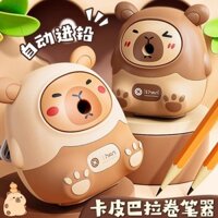 Máy gọt bút chì chủ đề Kapibara đặc biệt dành cho học sinh tiểu học, Máy Gọt bút chì tự động và máy lắc tay