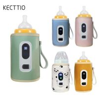 Máy hâm nước sữa USB KECTTIO, Nhiệt độ không đổi Màn hình kỹ thuật số Máy sưởi bình sữa, Túi cách nhiệt Du lịch Tay áo sưởi ấm cho bé Điều dưỡng Vỏ chai sưởi ngoài trời