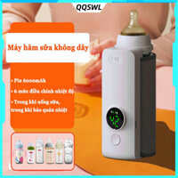 Máy hâm sữa không dây Máy hâm sữa cầm tay tích điện cho bé Máy ủ ấm sữa có đèn báo ban đêm 6 mức nhiệt độ 6000mah cổng sạc usb