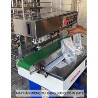 Máy hàn miệng bao in date FRD-1000 INox ,Máy dán miệng túi đứng, máy ép túi nước sốt, dịch sệt có in date