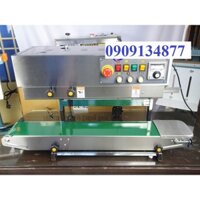 Máy hàn miệng túi bao bì thủy sản liên tục có in date dạng đứng FRD1000, máy hàn túi nước, máy hàn bao bì đựng nước