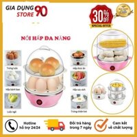 Máy Hấp Bánh, Luộc Trứng, Hấp Thực Phẩm 2 Tầng Mini Egg, Siêu Tiện Dụng Cho Nhà Bếp, Bảo Hành 12 Tháng