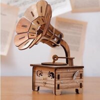 Máy hát cổ vặn dây cót nghe nhạc được mô hình bằng gỗ thủ công retro- phụ kiện chụp ảnh, trang trí nội thất,bàn làm việc