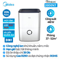 Máy hút ẩm Midea MDDF20DEN7-QA3 20L/ngày, Máy Hút Ẩm 20L Kiêm Lọc Không Khí, Sấy Quần Áo, BH 24 Tháng, Shop Authentic
