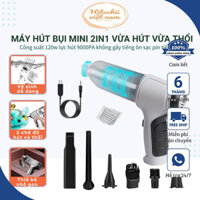 Máy hút bụi cầm tay cao cấp 2in1 kiêm máy thổi bụi công suất 120w lực hút 9000PA  sạc pin tiện dụng bảo hành 12 thá