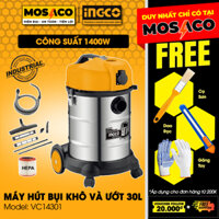 Máy hút bụi công nghệp INGCO VC14301 công suất 1400W, dung tích 30L, 2 cơ chế thổi và hút, kèm nhiều phụ kiện thuận tiện