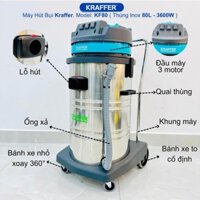 Máy hút bụi công nghiệp KRAFFER KF80, công suất 3600W, thùng chứa inox 80L - LH NGAY SHOP ĐI Ạ