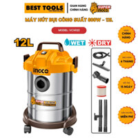 Máy hút bụi công suất 800W chạy điện 220V, thùng inox, dung tích 12L Ingco VC14122