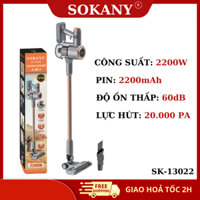 Máy hút bụi gia đình SẠC PIN KHÔNG DÂY SOKANY SK-13022 công CAO suất 2200W, lực hút siêu mạnh, hút bụi sàn nhà, thảm