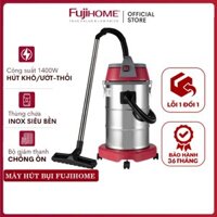 Máy hút bụi khô và ướt 1400W Fujihome nhập khẩu đa năng chống ồn thùng Inox 35L cao cấp siêu bền