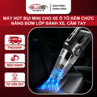 Máy Hút Bụi Mini Cho Xe Ô Tô Kèm Chức Năng Bơm Lốp Bánh Xe, Cầm Tay Nhỏ Gọn, Thông Minh