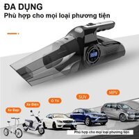Máy Hút Bụi Mini Cho Xe Ô Tô Kèm Chức Năng Bơm Lốp Bánh Xe, Cầm Tay Nhỏ Gọn