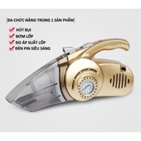 Máy Hút Bụi Ô Tô Xe Hơi Mini Cầm Tay Đa Năng 4 trong 1 Kiêm Bơm Lốp Xe Đèn Pin Và Đo Áp Suất Xe 12V-120W. BH 1 Tháng