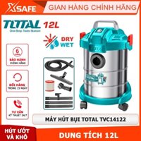 Máy hút bụi Total TVC14122 Máy hút bụi cầm tay Công suất 800W, bình chứa bụi 12 lít, lưu lượng khí 1,7 m³/phút