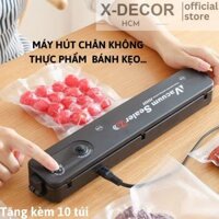 Máy Hút Chân Không Mini, Máy Hút Chân Không Thực Phẩm Thức Ăn Đồ Khô Có Hàn Miệng Tặng 10 Túi