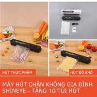 Máy Hút Chân Không Thực Phẩm Mini Gia Đình -Tặng 10 túi hút chân không，Máy ép chân không kiêm hàn miệng túi freshpackpro
