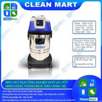 Máy Hút Hụi Công Nghiệp Khô Ướt ANKO AS30 , Thùng Inox, Màu Xanh 30L - CLEAN MART