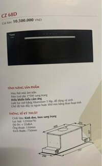 Máy hút mùi âm trần CZ68D – Thiết bị hiện đại cho không gian bếp sạch sẽ – Cái