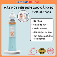 Máy hút mũi vệ sinh mũi họng đờm dãi cho bé X60 cao cấp 5 tốc độ hút và 3 đầu thay thế silicone có âm nhạc và đèn led