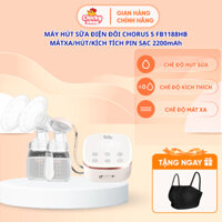 Máy hút sữa điện đôi Chorus 5 FATZBABY FB1188HB 3 chế độ (mátxa/hút/kích) pin 2200mAh (phễu nhựa 22mm và silicone 24mm)
