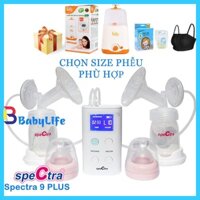 Máy hút sữa Spectra 9 plus tặng máy Hâm sữa 2 bình Fatz và chọn Size phễu