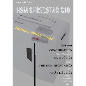 Máy hủy tài liệu HSM Shredstar S10 - 16.0 lít
