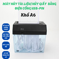 Máy hủy tài liệu A6 dùng Điện cổng USB hoặc chạy bằng pin 2A FULLBOX-Dụng cụ cắt giấy cho văn phòng tại nhà A6