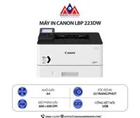 Máy in Canon LBP 223DW - In laser trắng đen đơn năng, in 2 mặt tự động, kết nối mạng Wifi, in qua điện thoại