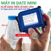Máy in date cầm tay Mini Smart in thời hạn sử dụng lên đáy lon cổ chai lọ kích thước nhỏ sản phẩm có bề mặt cong tiện lợi cao cấp