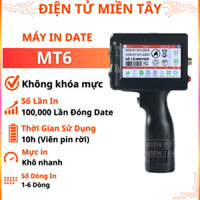 Máy in date cầm tay MT6 in nsx hsd bao bì, túi gói, chai nhựa, thực phẩm, mỹ phẩm, mực in khô nhanh, bám dính tốt