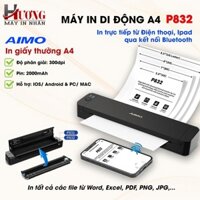 Máy in di động AIMO A4 P832 /In qua Bluetooh, USB/ In giấy A4 thường /Kết nối in qua điện thoại, laptop, PC.