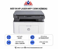Máy in HP Laser MFP 135W (4ZB83A) – In laser trắng đen đa năng, scan, copy, kết nối mạng WiFi, in qua điện thoại