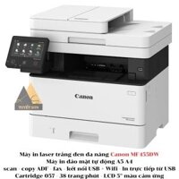 Máy in laser trắng đen đa năng Canon MF455DW                         &nbsp(&nbspMáy in đảo mặt tự động A5 A4 - scan - copy ADF - fax - kết nối USB + Wifi - In trực tiếp từ USB - Cartridge 057 - 38 trang/phút - LCD 5'' màu cảm ứng - MÁY MỚI NHẬP KHẨU 100%&nbsp)