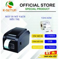 Máy in mã vạch siêu thị K-SETUP, Máy in tem giá siêu thị chính hãng bảo hành 12 tháng