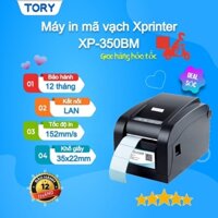 Máy in mã vạch, tem nhãn, decal, hàng chính hãng Xprinter XP-350BM khổ 80mm (kết nối USB + LAN)
