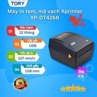 Máy in mã vạch, tem nhãn, decal, hàng chính hãng Xprinter XP-DT426B khổ 110mm (kết nối USB)