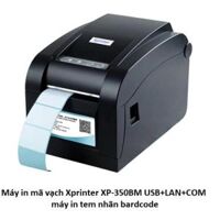 Máy in mã vạch Xprinter XP-350BM USB+LAN+COM, máy in tem nhãn bardcode  ( In nhiệt trực tiếp, 203 DPI, khổ in 80mm, đường kính lõi tối thiểu 25mm, đường kính cuộn tối đa 100mm, dùng giấy dang cuộn tròn )