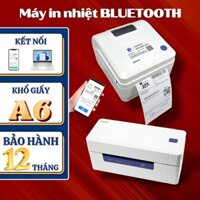 Máy in nhiệt Bluetooth, khổ A6, kết nối Usb và Bluetooth, in đơn hàng, mã vạch, mã QR [BH 12 Tháng]