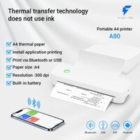 Máy in nhiệt di động A4, in không mực qua Bluetooth không dây, máy in Bluetooth/USB, in ảnh HD 203dpi/300dpi, phù hợp cho tài liệu học tập và tài liệu văn phòng/gia đình.