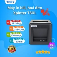Máy in nhiệt, in bill, in hoá đơn XPRINTER T80L khổ 80mm kết nối cổng USB  LAN, in qua điện thoại, tặng kèm cuộn giấy in HÀNG CHÍNH HÃNG
