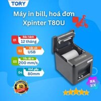 Máy in nhiệt, in bill, in hoá đơn XPRINTER T80U khổ 80mm kết nối cổng USB, tặng kèm cuộn giấy in HÀNG CHÍNH HÃNG