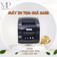 Máy in nhiệt in tem nhãn, mã vạch XPrinter 365B - Hàng chính hãng (đen) in từ điện thoại và máy tính