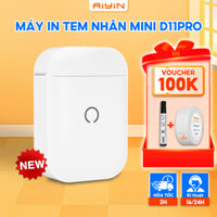 Máy in nhiệt mini cầm tay Ayin D11 kết nối bluetooth in mã QR, barcode mã vạch, ghi chú